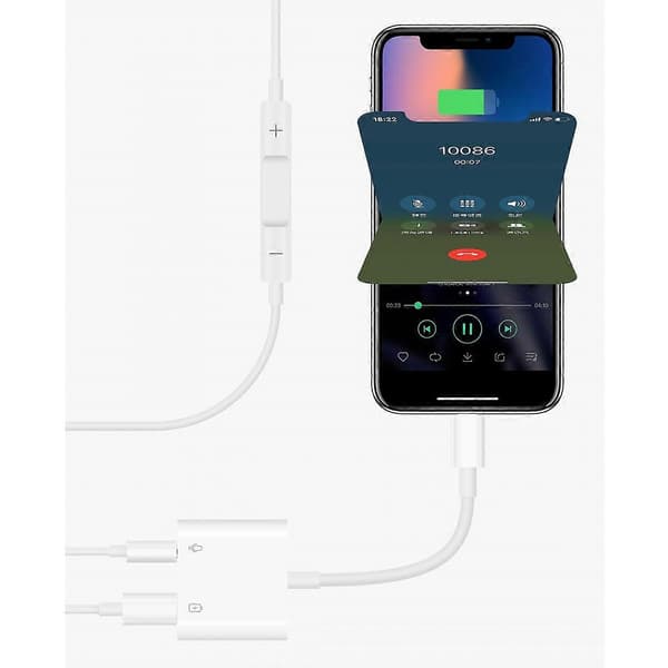 MH80Y Lightning 8Pin - 3,5 mm + Lightning 8Pin -adapterikaapeli tukee latausta, ääni- ja puhelutoimintoja iPhonelle