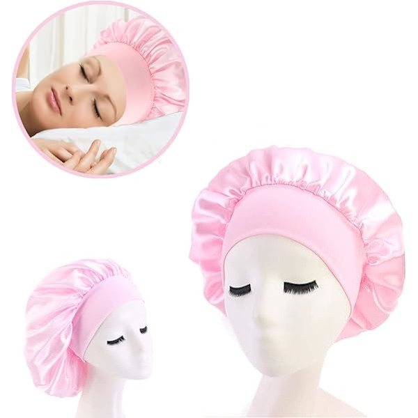 Hårhette for soving, bredt elastisk bånd satenghette silkehette dusjhette for kvinner jenter sminke hårpleie elastisk hatt