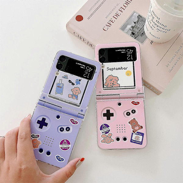 Söpö Peli Karhu Koira Kawaii Puhelinkotelo Yhteensopiva Samsung Galaxy Z Flip 3 5g:n Kanssa, Iskunkestävä PC-kuori