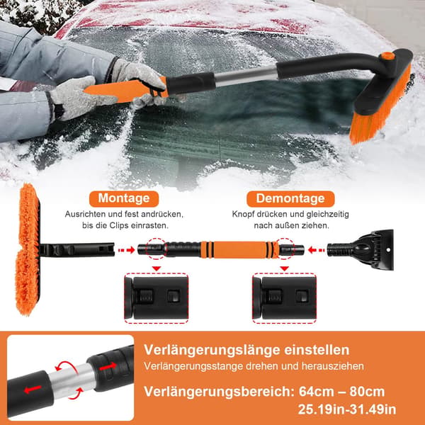 Isskrapa och utdragbar snöborste 2-i-1 bil snökvast