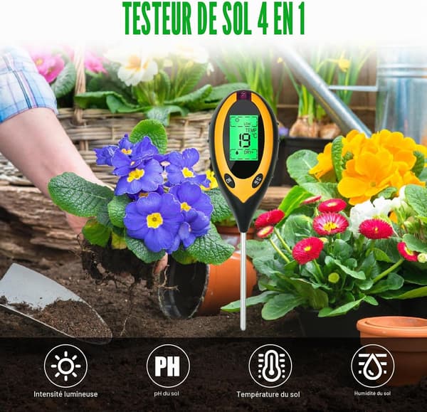 4-i-1 Jordtestare: pH-mätare, Digital Växttermometer och Trädgårdsfuktmätare