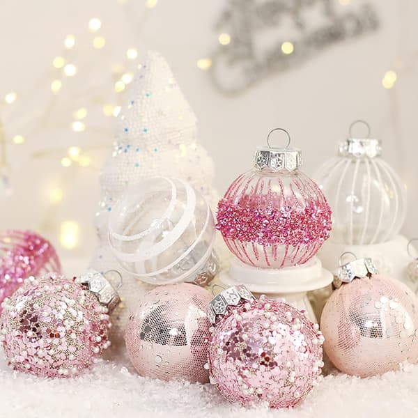 Julepynt til juletreet 25 stk Svarte og Gull Julepynt 6 cm Knusefrie Julepynt til Juletreet Julekuler Pink