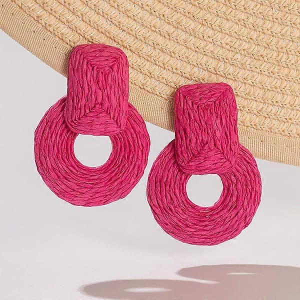 Statement Raffia Øreringe Søde Boho Øreringe Rattan Dingle Øreringe