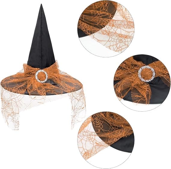 Halloween Heks Hat til Kvinder Spirallace Halloween Kostume Tilbehør til Fest