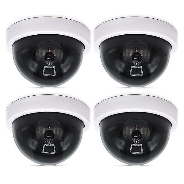 4 st Dummy Säkerhets CCTV Dome Kamera Med Blinkande Röd LED-lampa