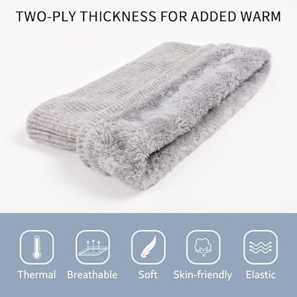 Snoods för Män Kvinnor Fleece Halsvärmare Unisex Tjock Stickad Cirkelhalsduk Vinter Varm Halskrage Ansiktsöverdrag - Cykling Löpning Gray