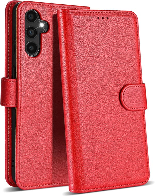 Samsung S24 Mobilskal - Läder Folio Flip Stötsäkert Skydd med Blockerande Kortfack Plånbok