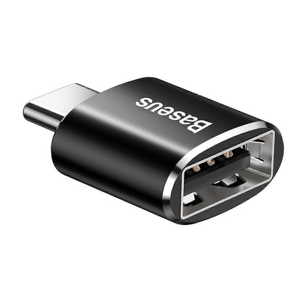 BASEUS Mini USB Hona till Typ-c Hane Adapter Konverterare - Svart