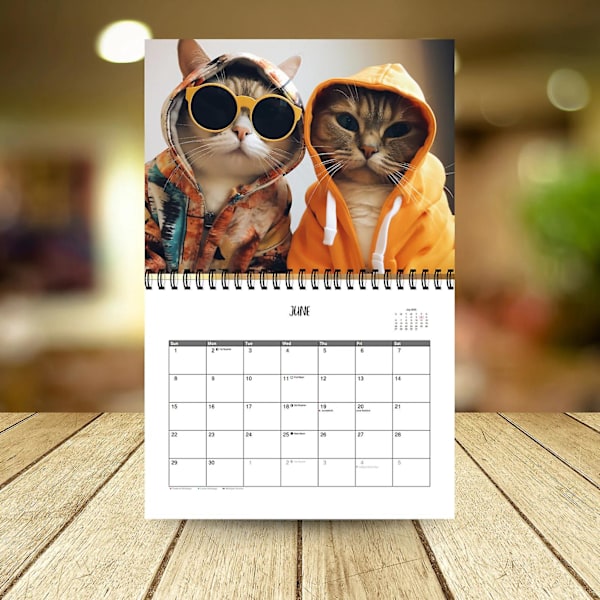 2025 Snygg Kattkalender, 12 månaders kalender, söt kattkalender, 2025 kalender