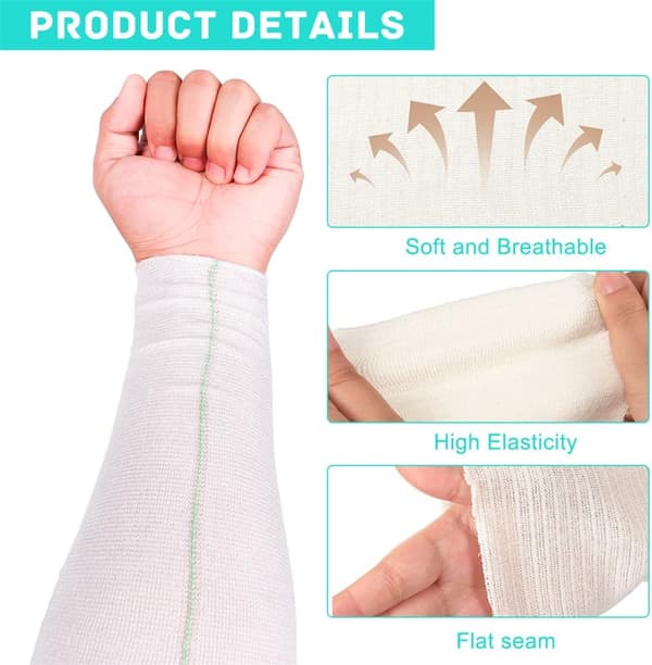Elastisk kompressionsbinda lämplig för små lemmar, handleder och armbågar; dubbelsidig elastisk binda; 5 cm x 5 m.