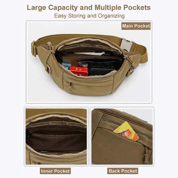 Taktisk midjeväska, Nylon Oxford Utility Multipurpose EDC Crossbody Sling Pack Bröstväska