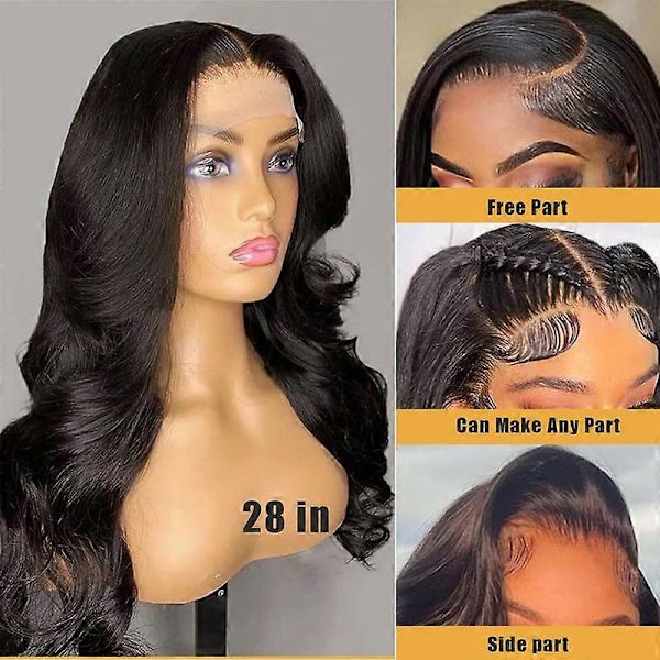 Body Wave Lace Front Peruker Äkta Hår Bred Spets 180 Densitet