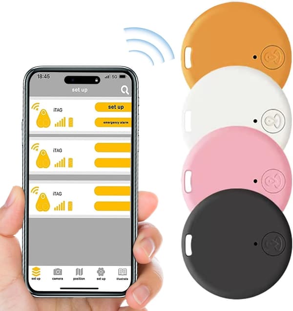 Mini Nøglefinder, til Bagage/Punge/Børn/Kæledyr, Anti-Tab Tracker Enheder Kompatible med Android og iOS, 4 stk.