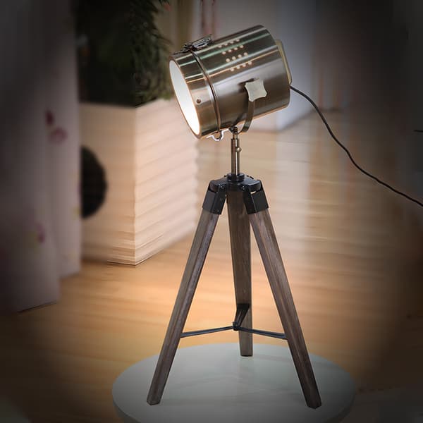 Retro trefodet bordlampe / sengelampe / spotlight / antik messing spotlight / træfod