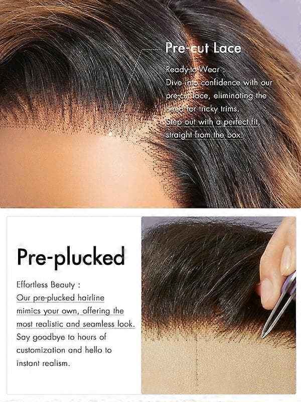 Ombre Blonde Water Wave Liimaton 13x4 Pitsifrontaalinen Peruukki