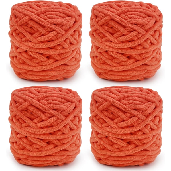 Stickgarn 4xStickgarn för Virkning, Mjuk Chunky Garn för Garnprojekt orange
