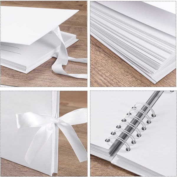 Fotoalbum 80 Sider Hvitt Scrapbooking Album 29.5 X 21Cm Scrapbooking Bok Med 6 Metalliske Penner, For 240 Bilder, Hvit