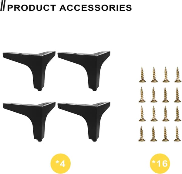 Møbelben Sæt med 4 Metal Møbelben 10cm Sort Moderne Sofa Stol Møbelben Udskiftningsben til Kommode Garderobe Seng