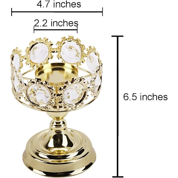 Guld Pillar Ljusstake, Premium Guld Ljusstake med Lyxig Kristalldesign (Guld Kristall)