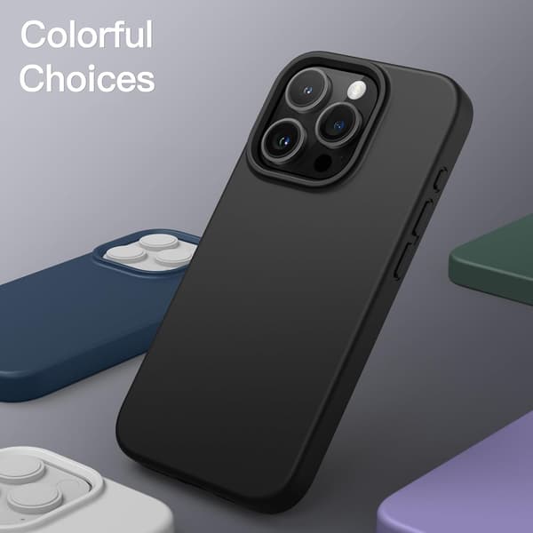 Silikonfodral för iPhone 15 Pro, Silkeslen Mjuk Känsla, Stötsäkert Skyddsfodral, Reptåligt, Mikrofiberfoder