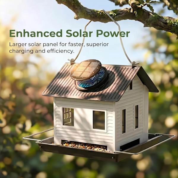 Solar fuglefoderbræt, hængende metalfuglefoderbræt/redekasse med solcellebelysning, solcellelanterne og udendørs dekoration