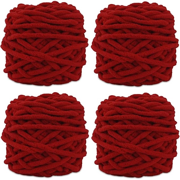 Stickgarn 4xStickgarn för Virkning, Mjuk Chunky Garn för Garnprojekt wine red