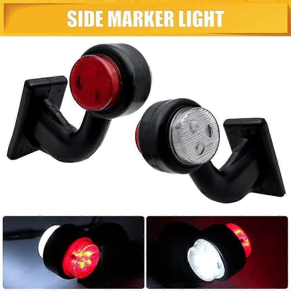 2-pak 6 LED 12V 6 LED Gummi Sidemarkeringslys til Trailer, Lastbil, Varevogn