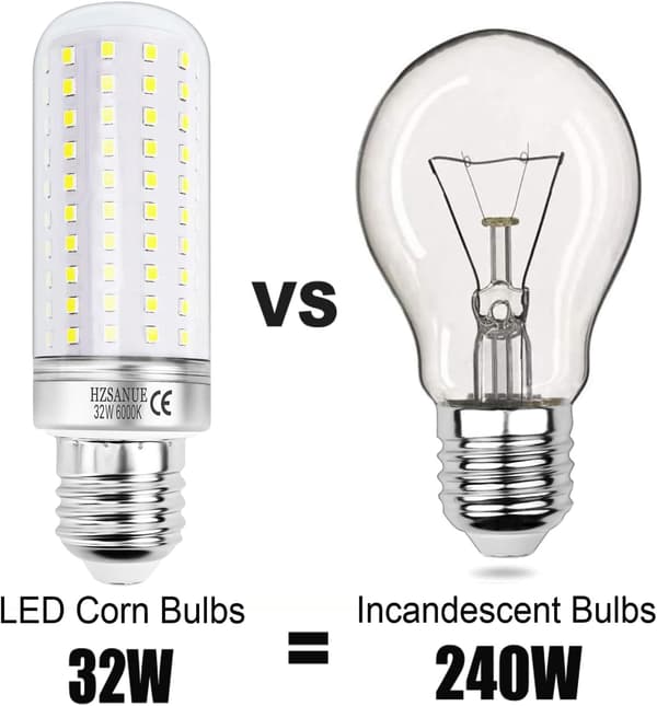 Majskolvs-LED-lampa, 32 watt, E27 Edison-skruvbas, vitt ljus, ej dimbar, 2-pack