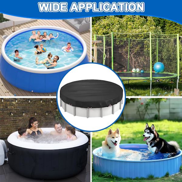 8Ft Poolskydd, Rund Poolskydd för Ovanjordiska Pool, 210D Oxford Solskydd Poolskydd med Trådspänningsrep
