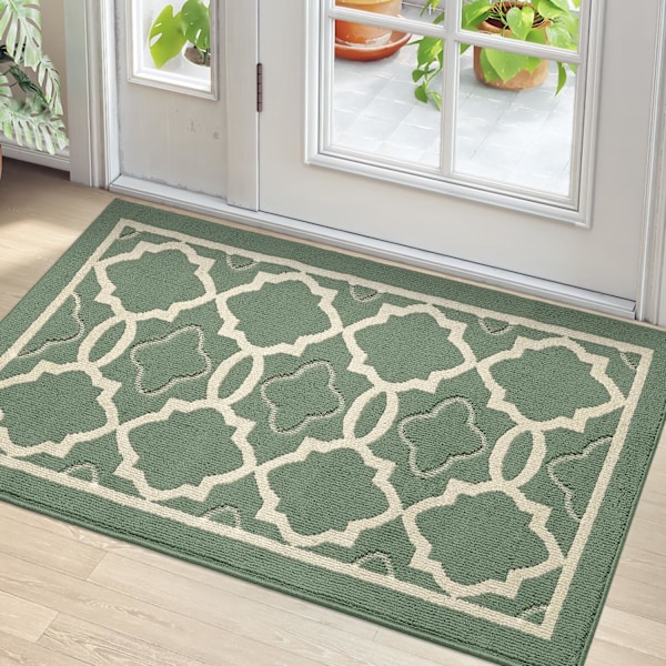 Dörrmatta 60 x 90 cm, Dörrmatta Inomhus Smutsfångare Halksäker, Maskintvättbar Entrématta Golvmatta, Superabsorberande Inuti-Grön Green 60*90cm