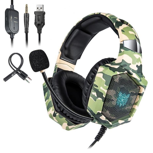 Spelkomponent Gaming Headset Brusreducerande Med mjuka öronkåpor Mic Led green