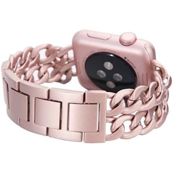Yhteensopiva Apple Watch -rannekkeiden kanssa 42mm ruostumattomasta teräksestä valmistettu cowboy-ketju älykellon ranneke vara ranneke metallinen ranneke 42mm Apple Watch 3/2, ruusukulta