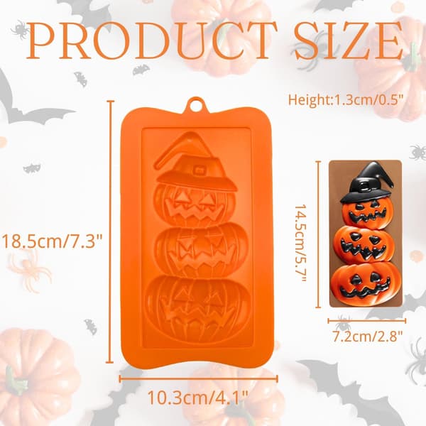 1 stk. Halloween Silikone Chokoladeforme 3 Græskar Overlappende Former Forme til DIY Chokolade, Slik, Gelé