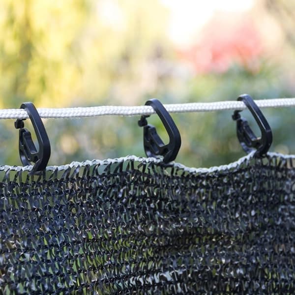 Sorte skyggenetstøtter, pakke med 100, ABS-plast, låselås, have- og terrassemonteringstilbehør