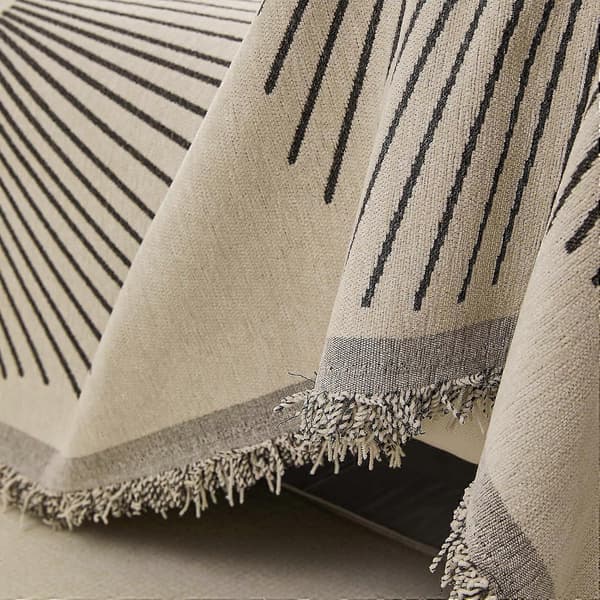 Minimalistisk Chenille Sofabetræk til Hunde og Katte - Sort og Beige - Jacquard Sofabeskyttelse - Multi-brug - Vaskbar - Loveseat Sofabetræk - 1