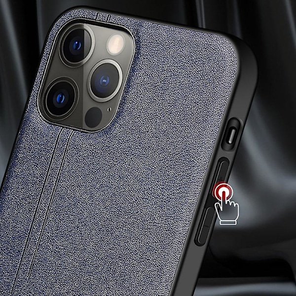 PU Læder Blå Etui Kompatibelt Med iPhone 12 Pro