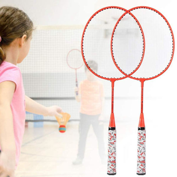 Badmintonracketar för barn, badmintonset med 2 bollar för spelare inomhus och utomhus