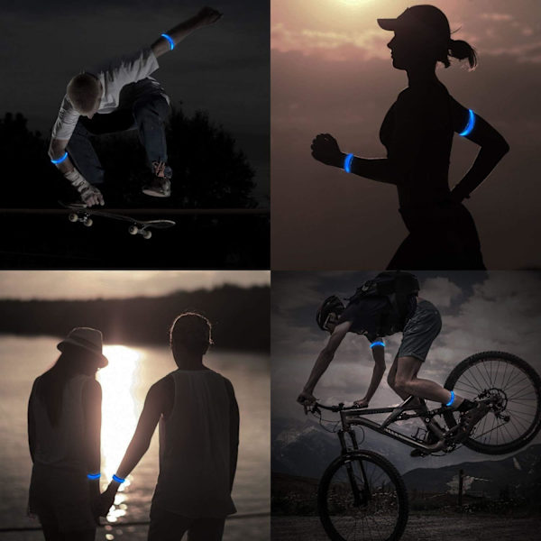 LED-käsivarsinauhat, hehkuva rannekoru turvavalo urheiluun, LED-vilkkuvat juoksulampulla varustetut heijastinnauhat ranteeseen ja nilkkaan, sininen 2 kpl
