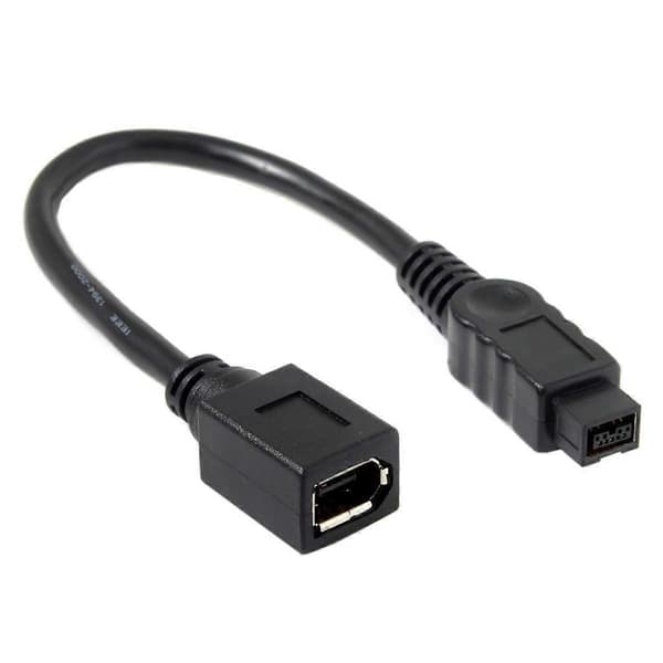 CY FW-012-BK 1394 Kabel FireWire 400 til 800 Adapterkabel 6F-9M Ledning 20cm - Sort