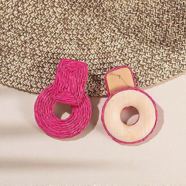Statement Raffia Øreringe Søde Boho Øreringe Rattan Dingle Øreringe