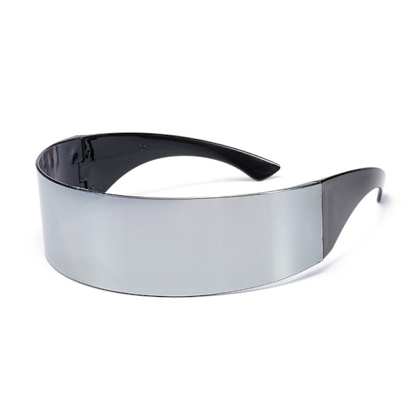 Futuristiska Solglasögon Y2K Space Cyclops Omslutande Glasögon Bågfri Genomskinlig Spegellins White Mercury