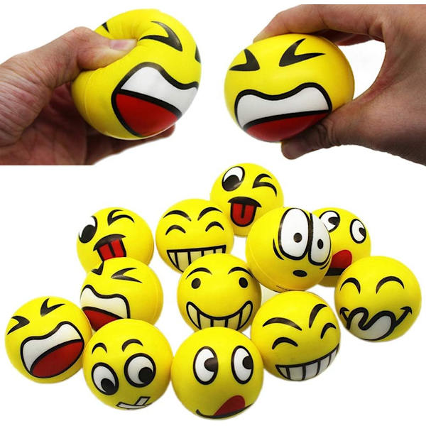 Stressbollar med Roliga Ansikten, Fingerträning/Stressavlastning Leksaker, 12 st