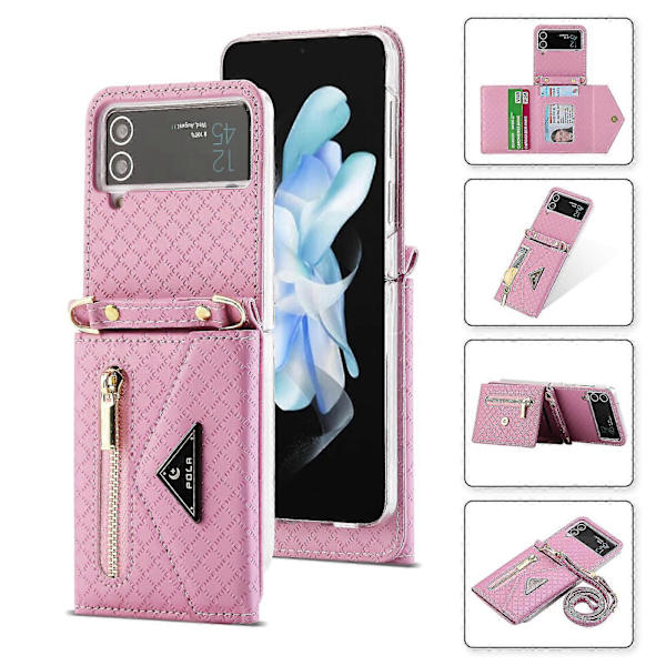 Lompakkokotelo Yhteensopiva Galaxy Z Flip 4:n kanssa, Crossbody-kaulanauha Pu-nahkainen suojakuori korttipaikoilla