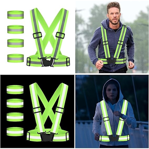 1 Pakk Refleksvest Løpeutstyr Høy Synlighet Refleksvest, Justerbar Løpevest Sikkerhetsrefleksutstyr