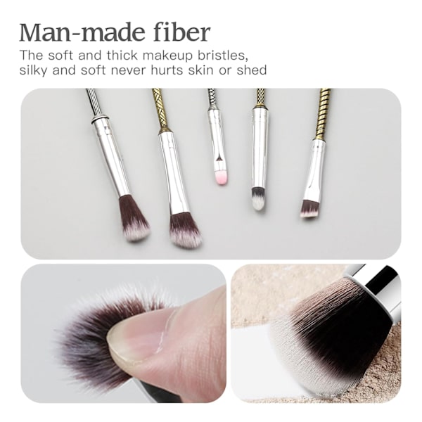 5 STK Metal Makeup Børstesæt med Børsteholder, Tryllestav Makeup Børstesæt til Kvinder Piger