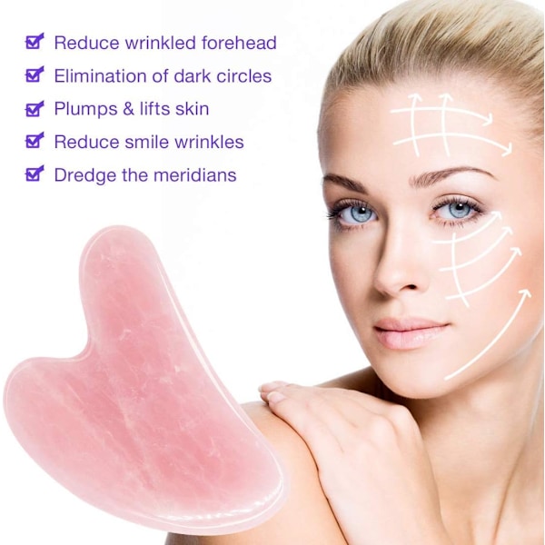 Gua Sha-massageverktyg i rosékvarts, jade GuaSha-ansiktsverktyg, Gua-Sha-sten för nacke och kroppsspa