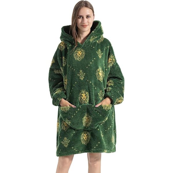 Hettegenserteppe for kvinner, overdimensjonert fleeceteppe, kosegenser, fluffy sherpa-pullover med stor lomme