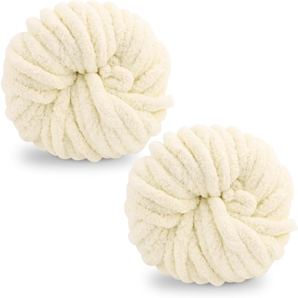 Paksu villalanka 250g × 2, neulelanka karkea lanka monivärinen neulelanka, lankaprojektien tekemiseen Milky white