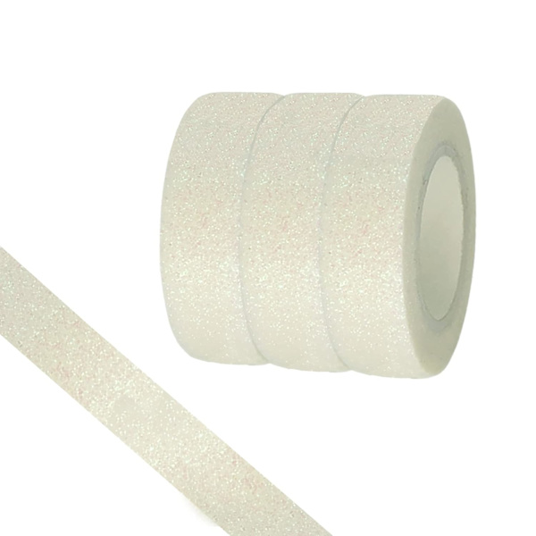 Glitter Washi -teippi, 3 rullaa 15 mm koristeteippiä, askartelu itseliimautuva glitter-koriste, tarvikkeet tee-se-itse -projekteihin