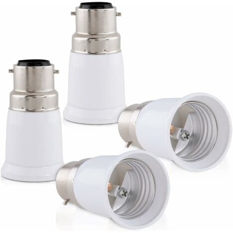 4x Sokkeladapter - B22 til E27 Sokkelkonverter - Bajonetfatningslampeholderadapter til Halogen LED-pære